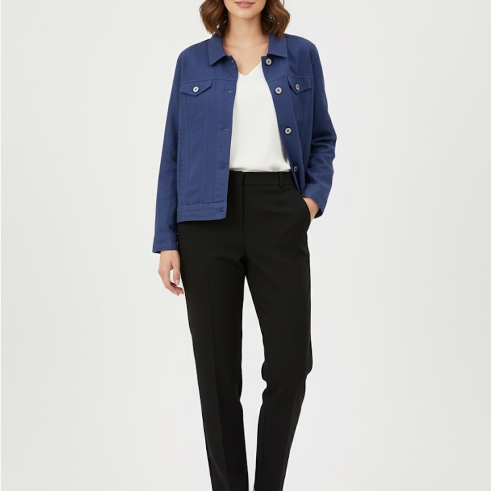 Coldwater Creek Deep Blue linen Jacket - Picture 3 of 6